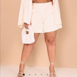 Cream tailored shorts